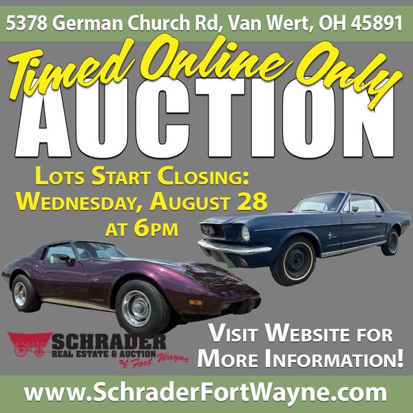 TIMED ONLINE ONLY PERSONAL PROPERTY AUCTION IN VAN WERT COUNTY, OHIO