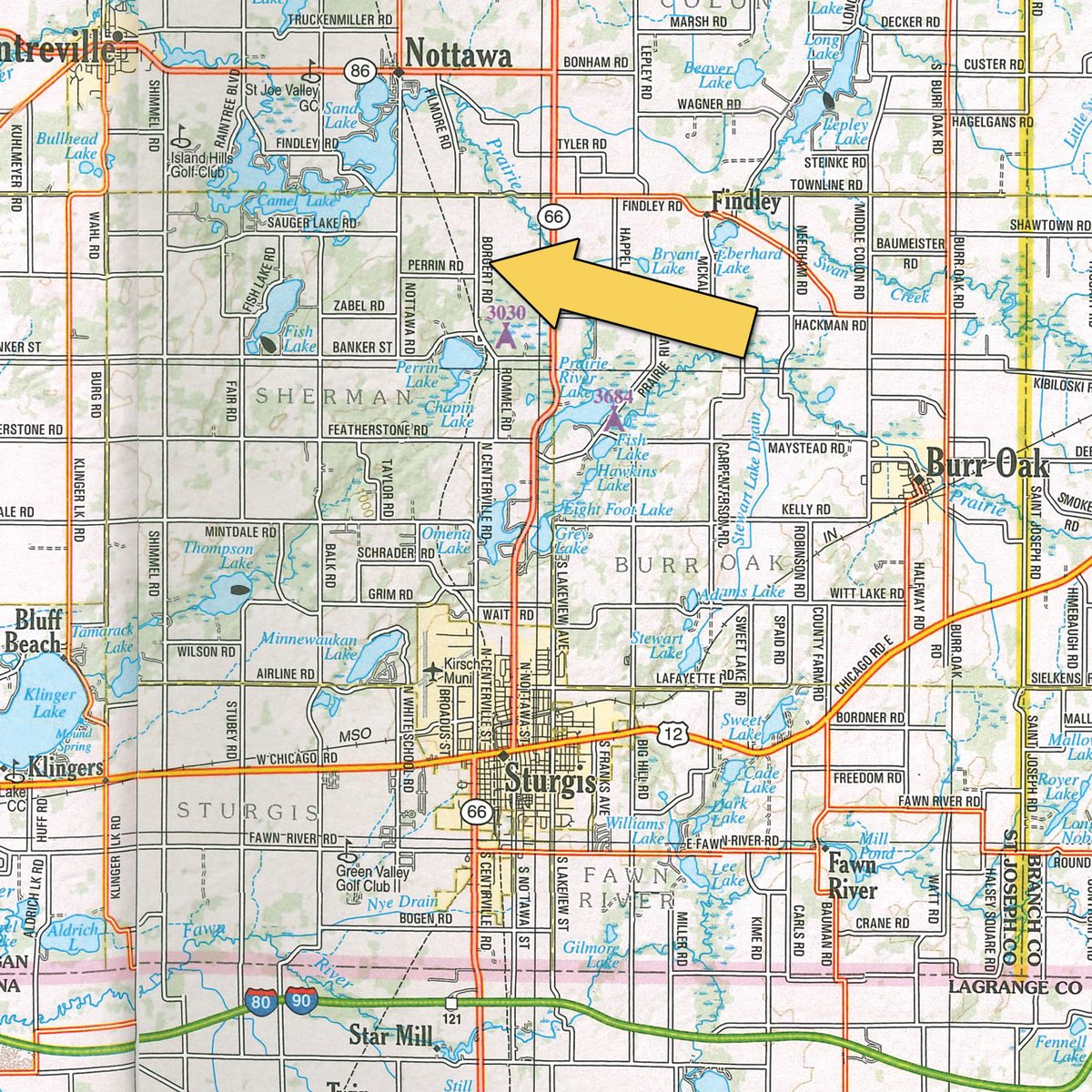 Area map - ROD BORGERT ESTATE FARM EQUIPMENT AUCTION IN ST. JOSEPH COUNTY, MICHIGAN