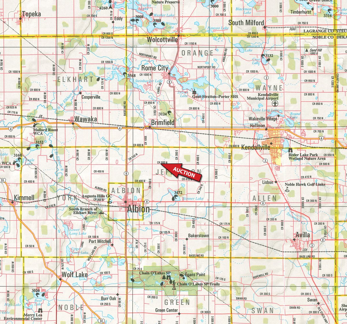 Area map - TIMED ONLINE ONLY PERSONAL PROPERTY AUCTION IN NOBLE COUNTY, INDIANA