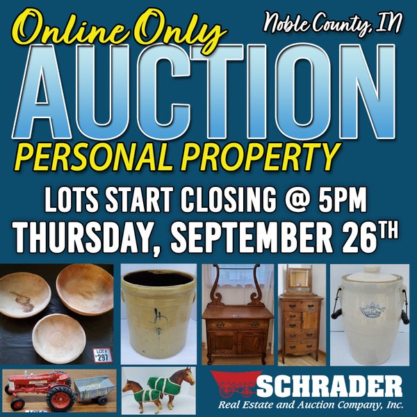 TIMED ONLINE ONLY PERSONAL PROPERTY AUCTION IN NOBLE COUNTY INDIANA