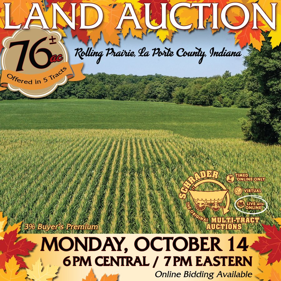 LAND AUCTION - 76+/- Acres Offered In 5 Tracts In LaPorte County Indiana