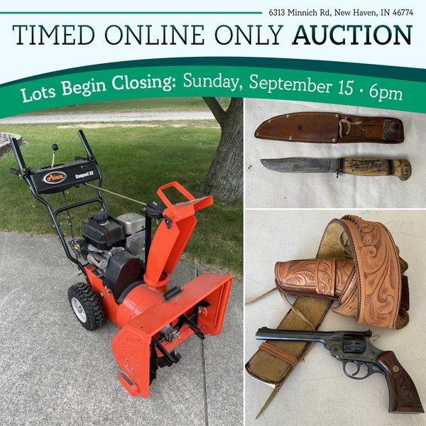 TIMED ONLINE ONLY PERSONAL PROPERTY AUCTION IN ALLEN COUNTY INDIANA