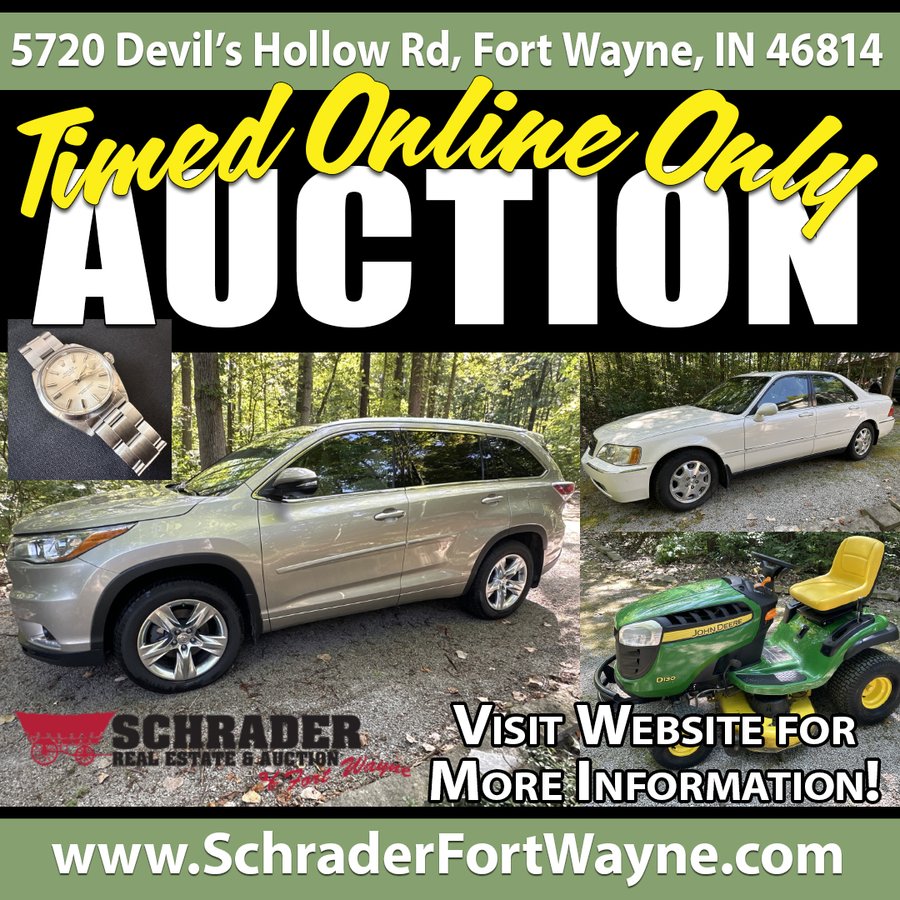 TIMED ONLINE ONLY PERSONAL PROPERTY AUCTION IN ALLEN COUNTY INDIANA