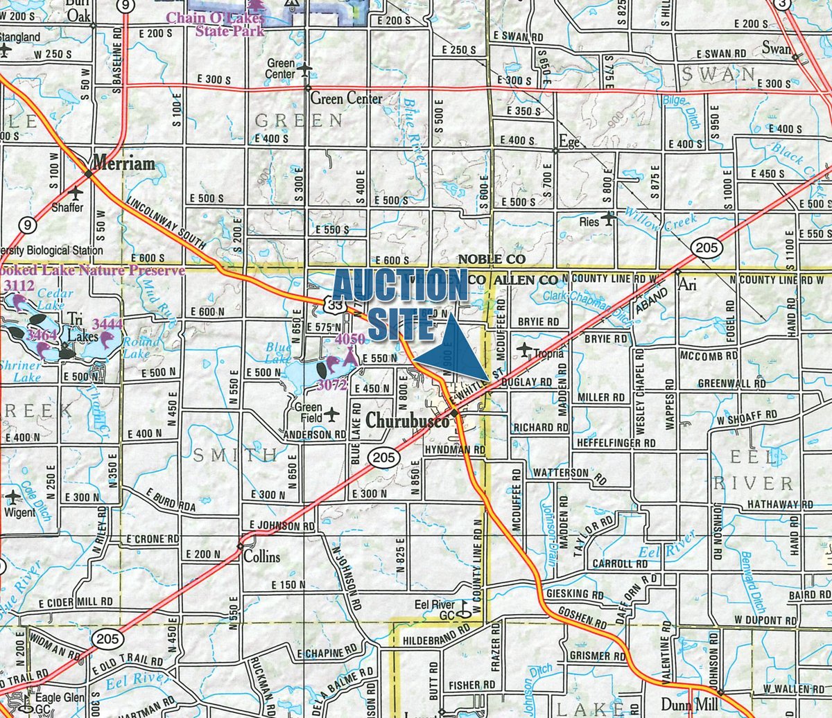 Area map - FARM EQUIPMENT AUCTION IN ALLEN COUNTY, INDIANA