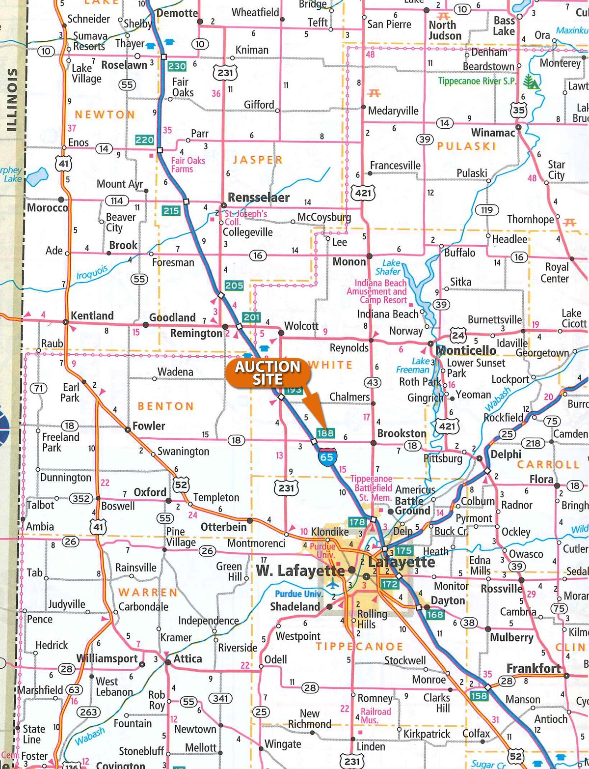 Area map - FARM EQUIPMENT AUCTION IN WHITE COUNTY INDIANA