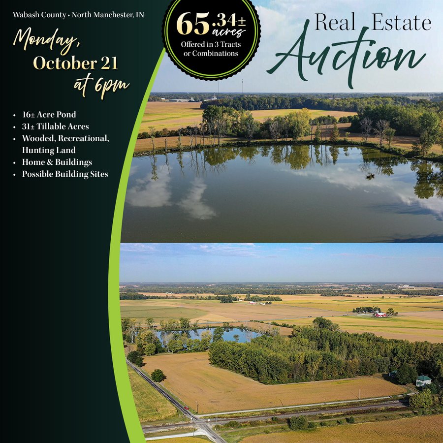 REAL ESTATE AUCTION OFFERED IN 3 TRACTS IN WABASH COUNTY, INDIANA