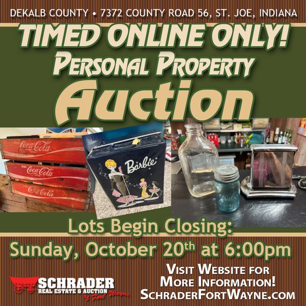 TIMED ONLINE ONLY PERSONAL PROPERTY AUCTION IN DEKALB COUNTY INDIANA