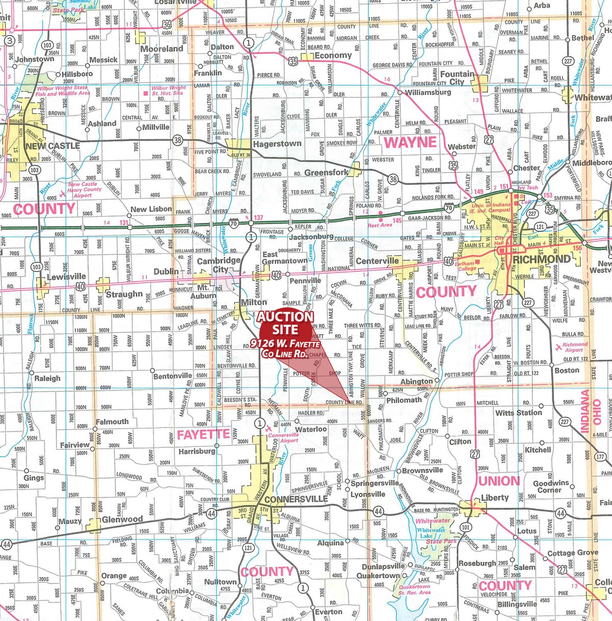 Area map - FARM EQUIPMENT AUCTION IN WAYNE COUNTY INDIANA