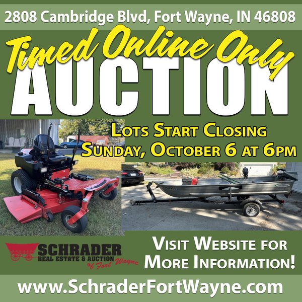 TIMED ONLINE ONLY PERSONAL PROPERTY AUCTION IN ALLEN COUNTY INDIANA