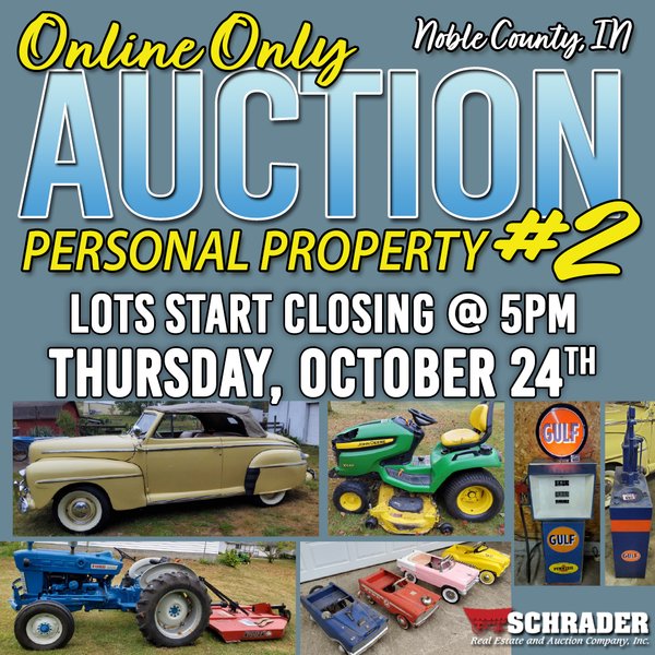 TIMED ONLINE ONLY PERSONAL PROPERTY AUCTION IN NOBLE COUNTY INDIANA