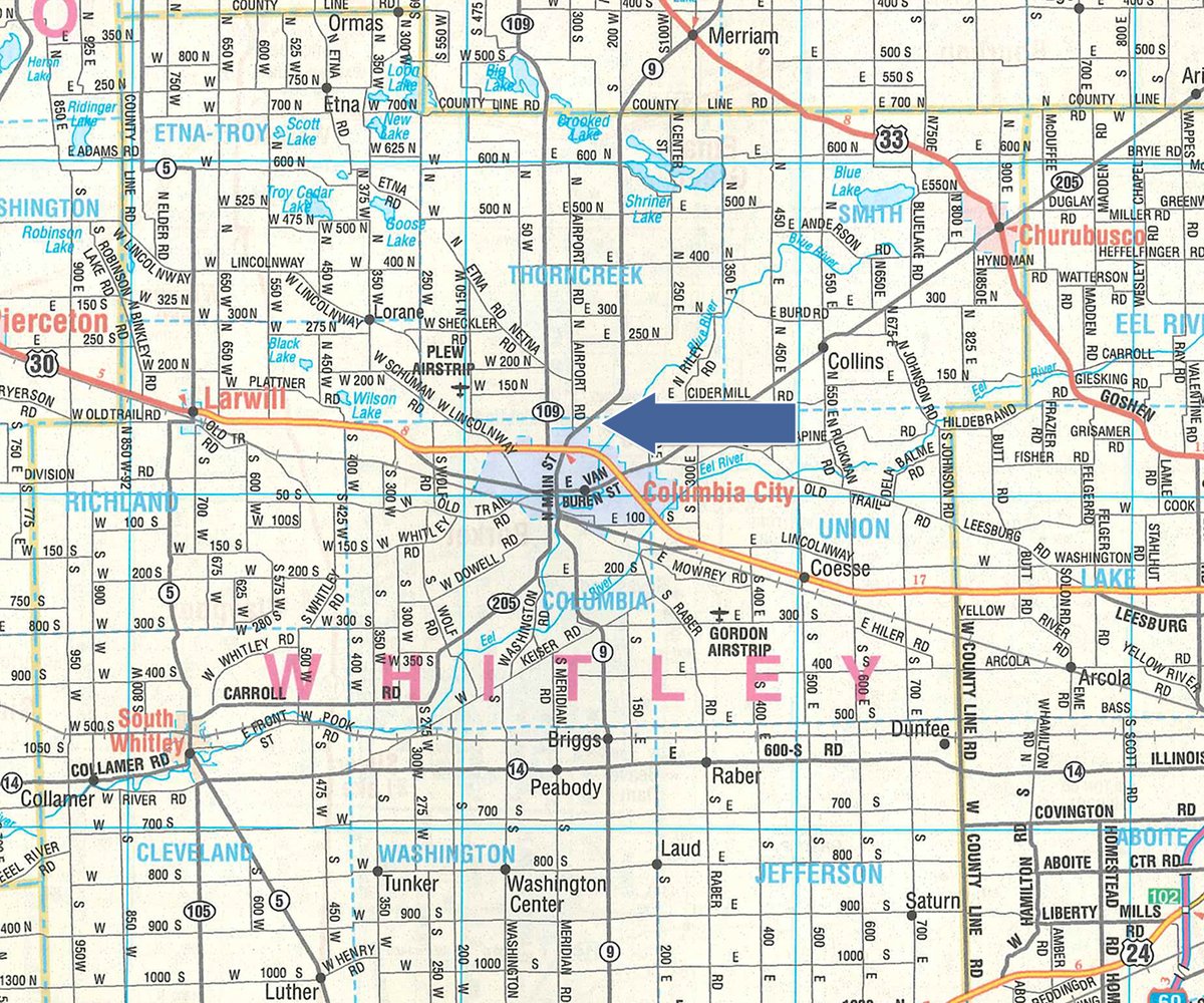Area map - REAL ESTATE AUCTION OFFERED IN 1 TRACT IN WHITLEY COUNTY INDIANA