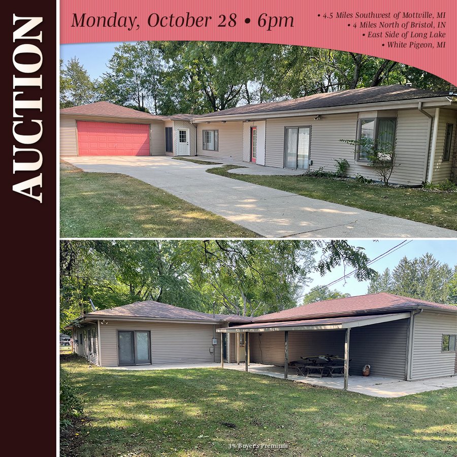 REAL ESTATE AUCTION - HOME OFFERED IN 1 TRACT IN CASS COUNTY, MICHIGAN