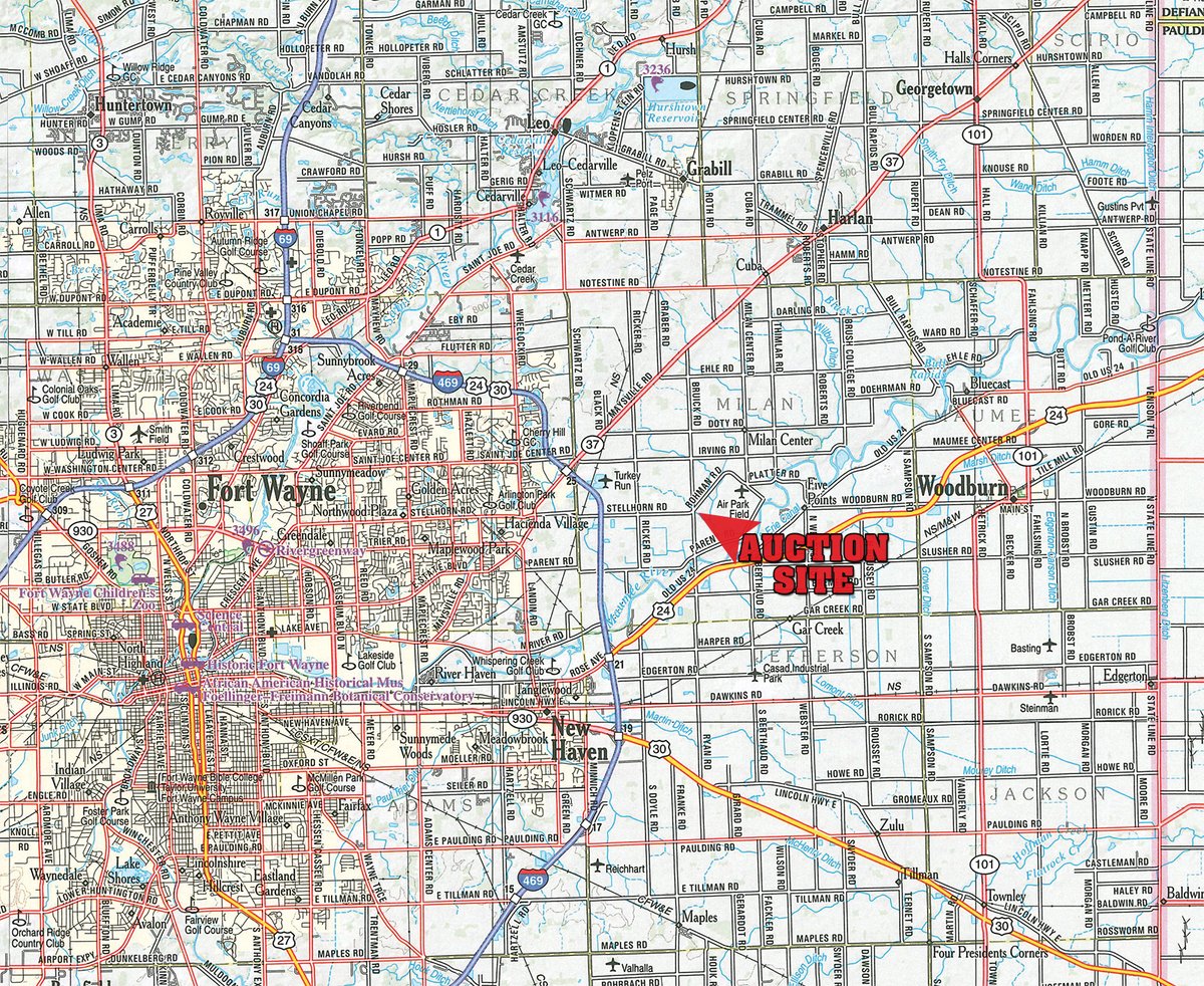 Area map - FARM EQUIPMENT-PERSONAL PROPERTY AUCTION IN ALLEN COUNTY INDIANA
