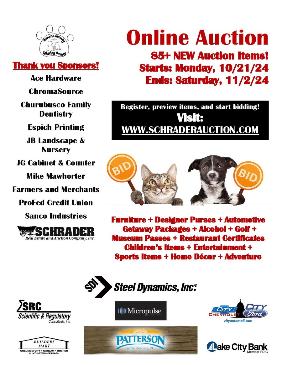 WHITLEY COUNTY HUMANE SOCIETY CHARITY AUCTION