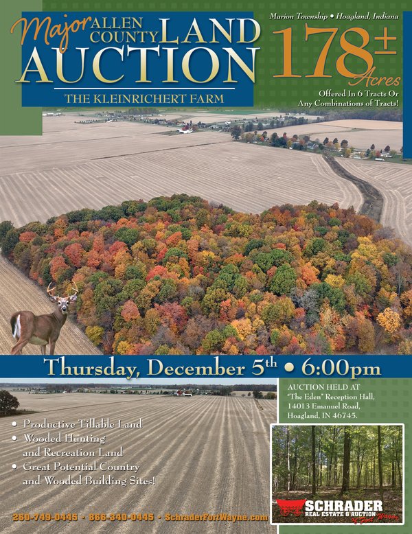 Sold: 178+/-ACRES OFFERED IN 6 TRACTS IN ALLEN COUNTY INDIANA - 8100 Block of Hoagland Rd Hoagland IN 46745-Allen County IN