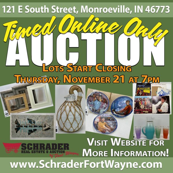 TIMED ONLINE ONLY ARTWORK, Glass & COLLECTIBLES AUCTION IN ALLEN COUNTY IN