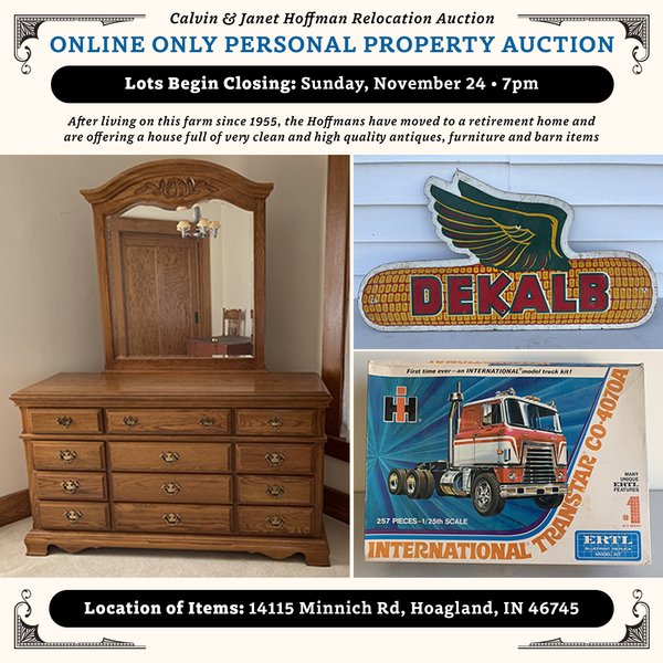 TIMED ONLINE ONLY PERSONAL PROPERTY AUCTION IN ALLEN COUNTY INDIANA