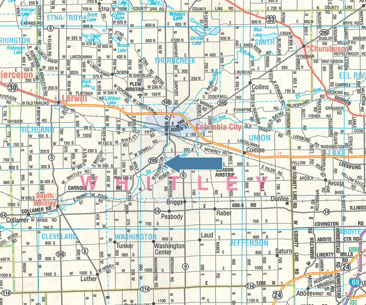 Area map - TIMED ONLINE ONLY PERSONAL PROPERTY AUCTION IN WHITLEY COUNTY INDIANA
