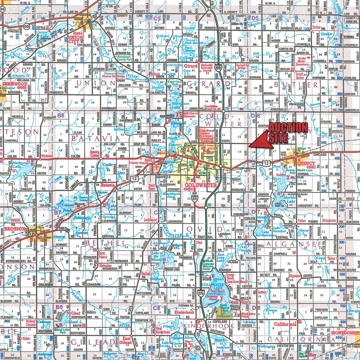 Area map - FARM EQUIPMENT AUCTION IN BRANCH COUNTY MICHIGAN