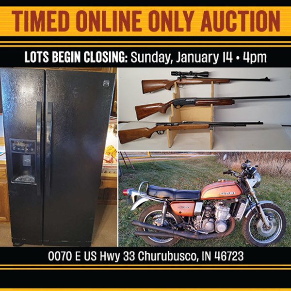TIMED ONLINE ONLY PERSONAL PROPERTY AUCTION IN NOBLE COUNTY, INDIANA