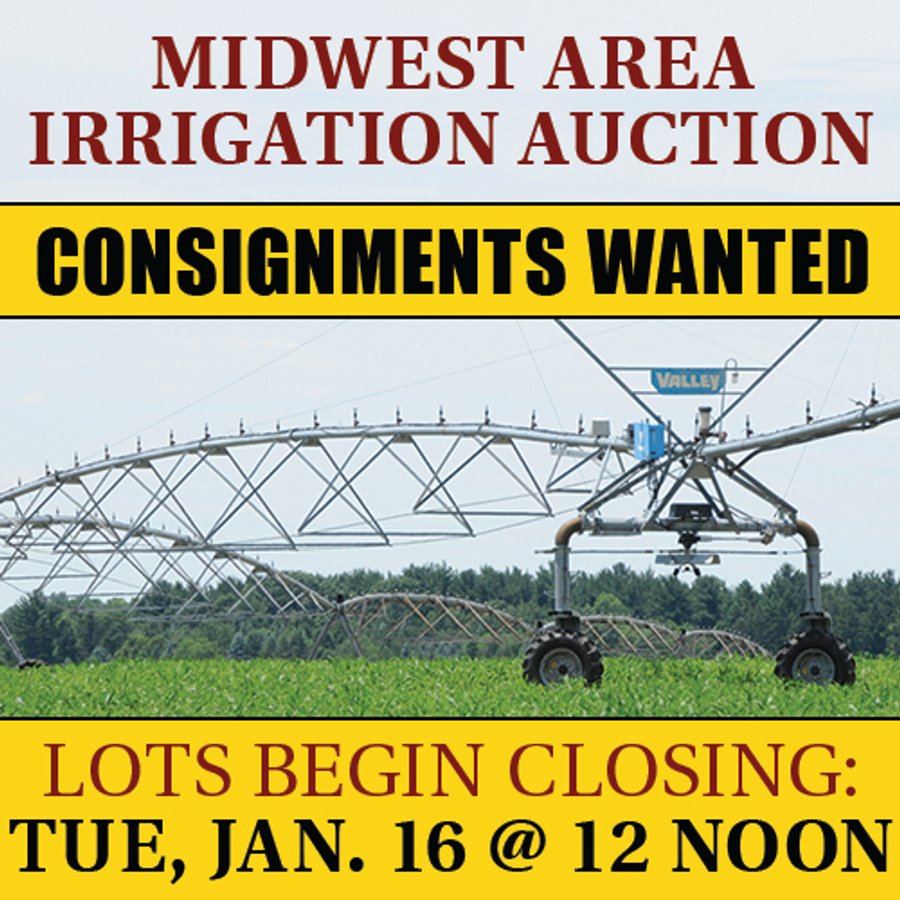 TIMED ONLINE ONLY IRRIGATION AUCTION - CONSIGNMENTS WANTED IN THE MIDWEST AREA