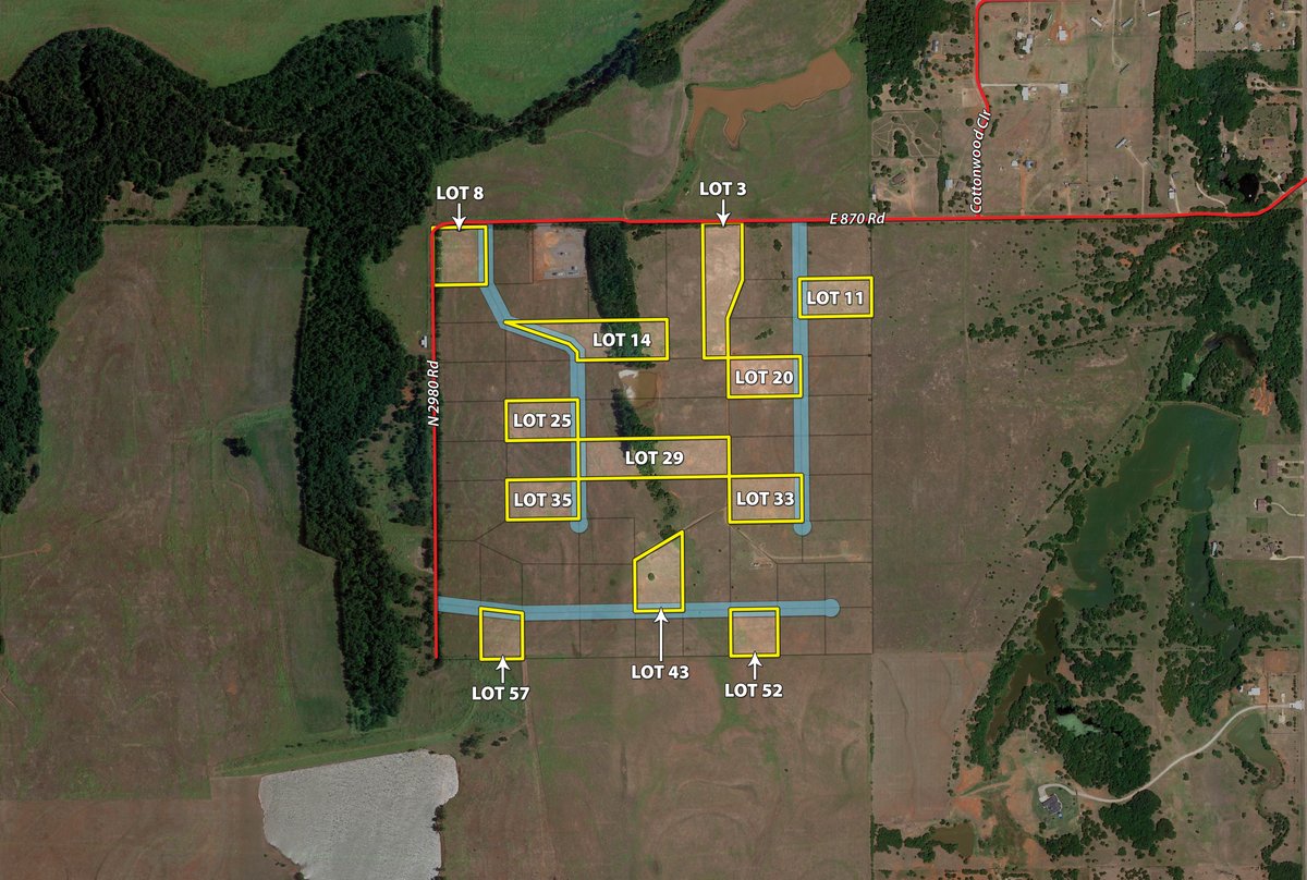 Tract map - TIMED ONLINE REAL ESTATE - PREMIER SMALL ACREAGE BUILDING SITES - WOLF CREEK ESTATES IN KINGFISHER COUNTY, OKLAHOMA