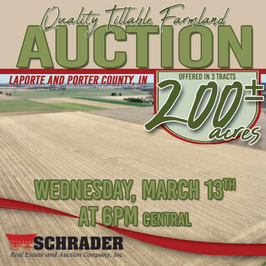 LAND AUCTION - 200+/- ACRES OFFERED IN 3 TRACTS IN LAPORTE & PORTER COUNTIES, INDIANA