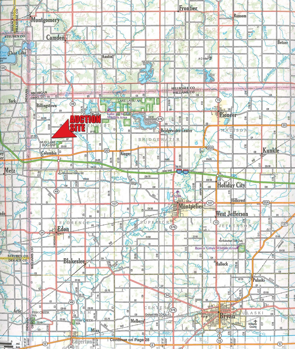 Area map - FARM EQUIPMENT AUCTION IN WILLIAMS COUNTY, OHIO