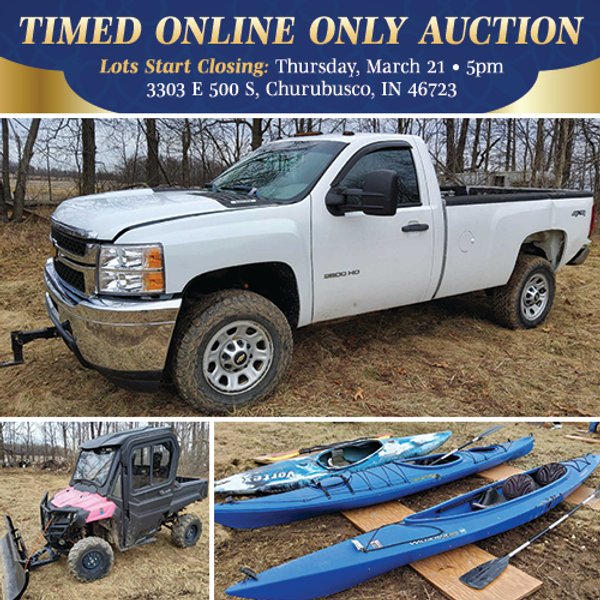 TIMED ONLINE ONLY PERSONAL PROPERTY AUCTION IN NOBLE COUNTY, INDIANA