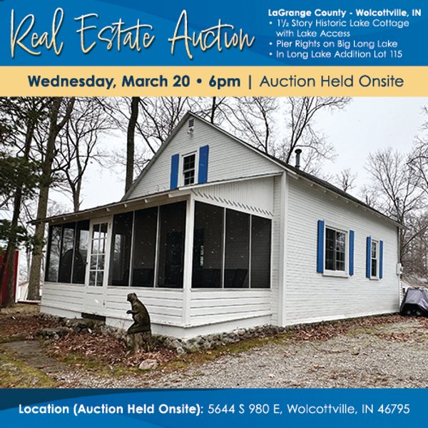 REAL ESTATE AUCTION - HOME OFFERED IN 1 TRACT IN LAGRANGE COUNTY, INDIANA