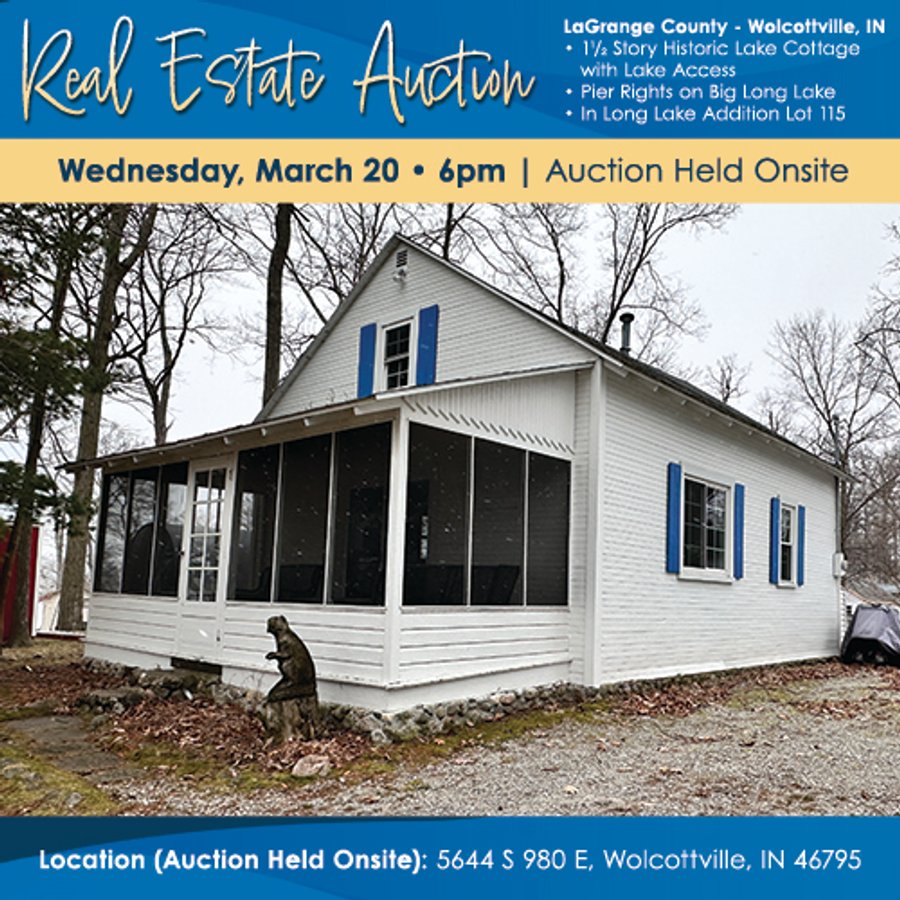 REAL ESTATE AUCTION - HOME OFFERED IN 1 TRACT IN LAGRANGE COUNTY, INDIANA