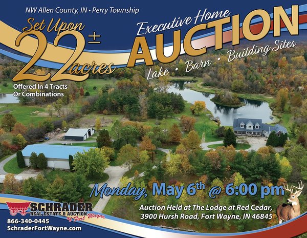 Sold: REAL ESTATE AUCTION - 22+/- ACRES OFFERED IN 4 TRACTS IN ALLEN COUNTY, INDIANA - 5006 Vandolah Road, Leo, IN 46765- Allen County, IN