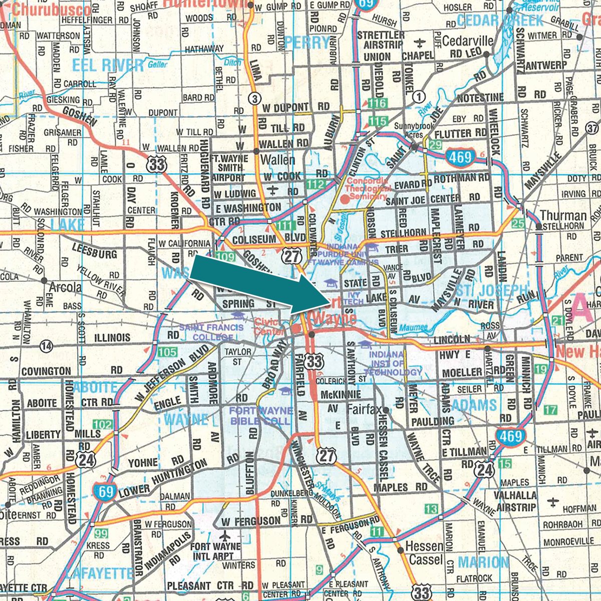 Area map - TIMED ONLINE MAJOR JEWELRY-BEADED PURSE AND HANDBAG AUCTION - ALLEN COUNTY, INDIANA
