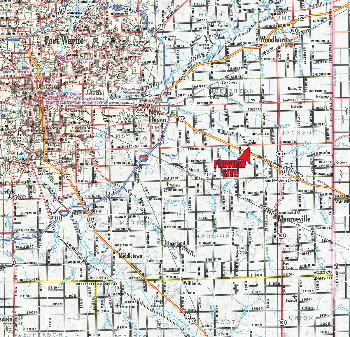 Area map - TIMED ONLINE ONLY PERSONAL PROPERTY AUCTION IN ALLEN COUNTY, INDIANA