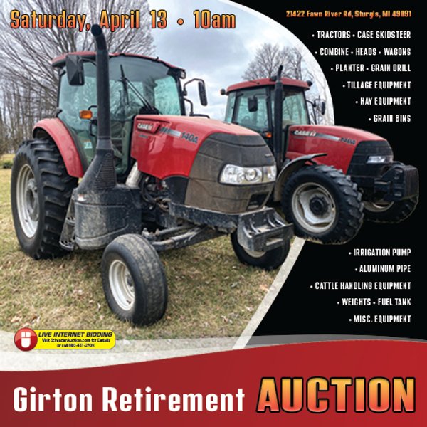 FARM EQUIPMENT AUCTION IN ST. JOSEPH COUNTY, MICHIGAN