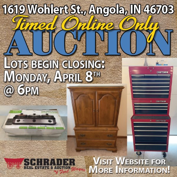 TIMED ONLINE ONLY PERSONAL PROPERTY AUCTION IN STEUBEN COUNTY, INDIANA
