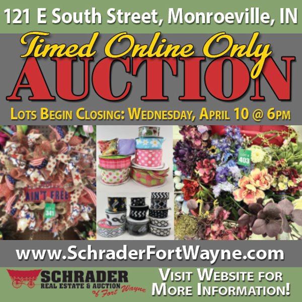 TIMED ONLINE ONLY Floral Shop Business Liquidation Auction #2 IN ALLEN COUNTY, INDIANA