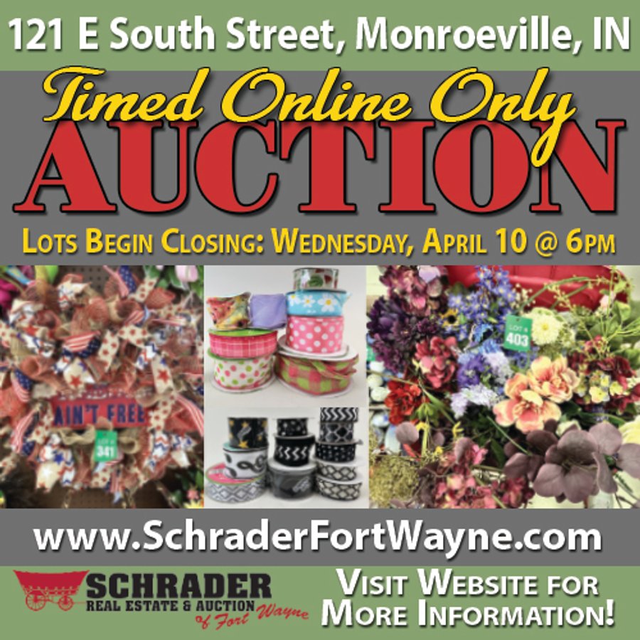 TIMED ONLINE ONLY Floral Shop Business Liquidation Auction #2 IN ALLEN COUNTY, INDIANA