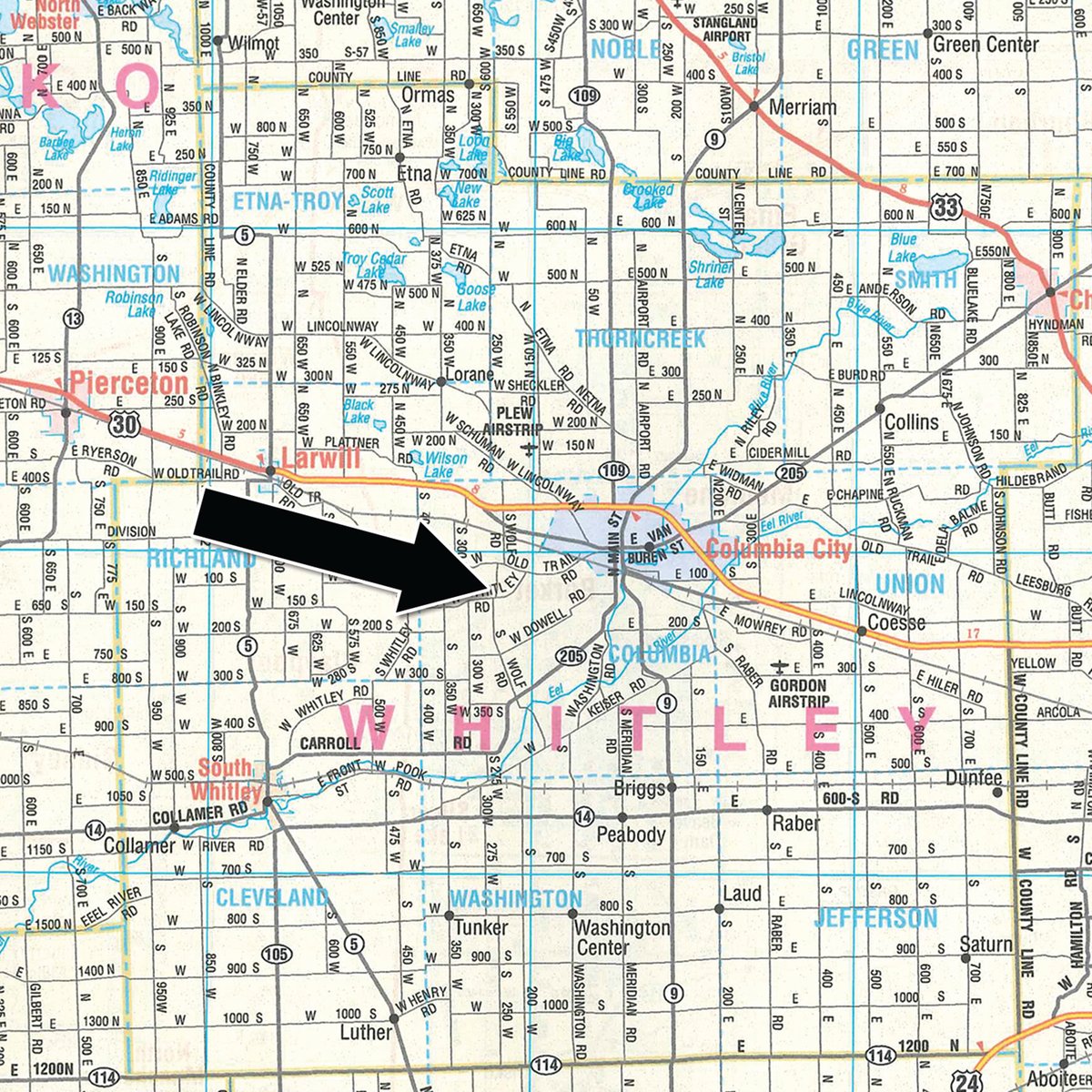Area map - REAL ESTATE AUCTION - 4.73+/- ACRES OFFERED IN 3 TRACTS IN WHITLEY COUNTY, INDIANA