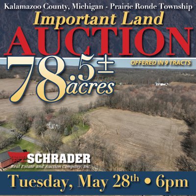 LAND AUCTION - 78.5+/- ACRES OFFERED IN 9 TRACTS IN KALAMAZOO COUNTY, MICHIGAN