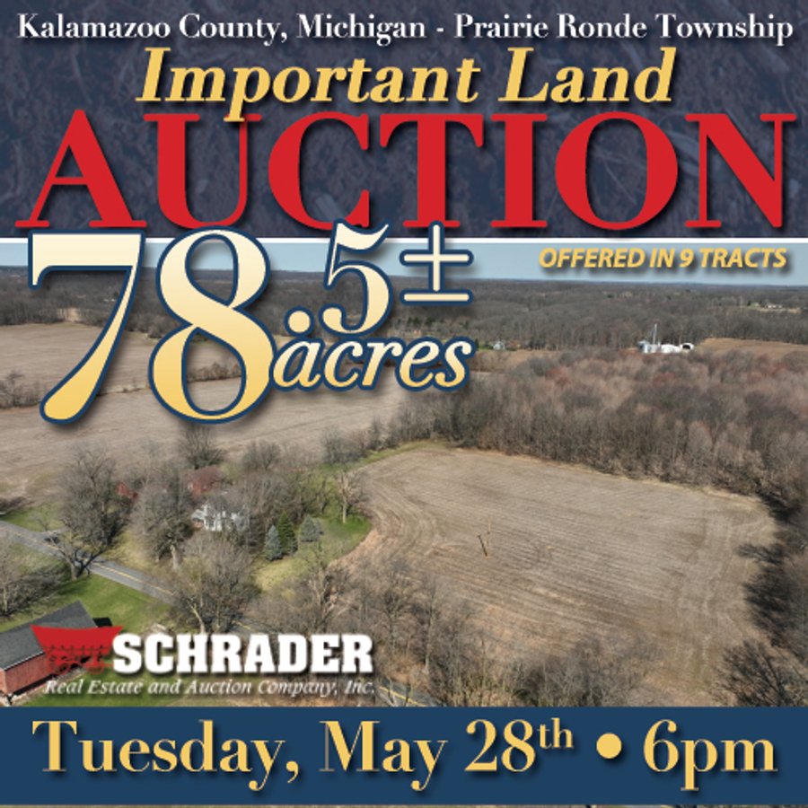 LAND AUCTION - 78.5+/- ACRES OFFERED IN 9 TRACTS IN KALAMAZOO COUNTY, MICHIGAN