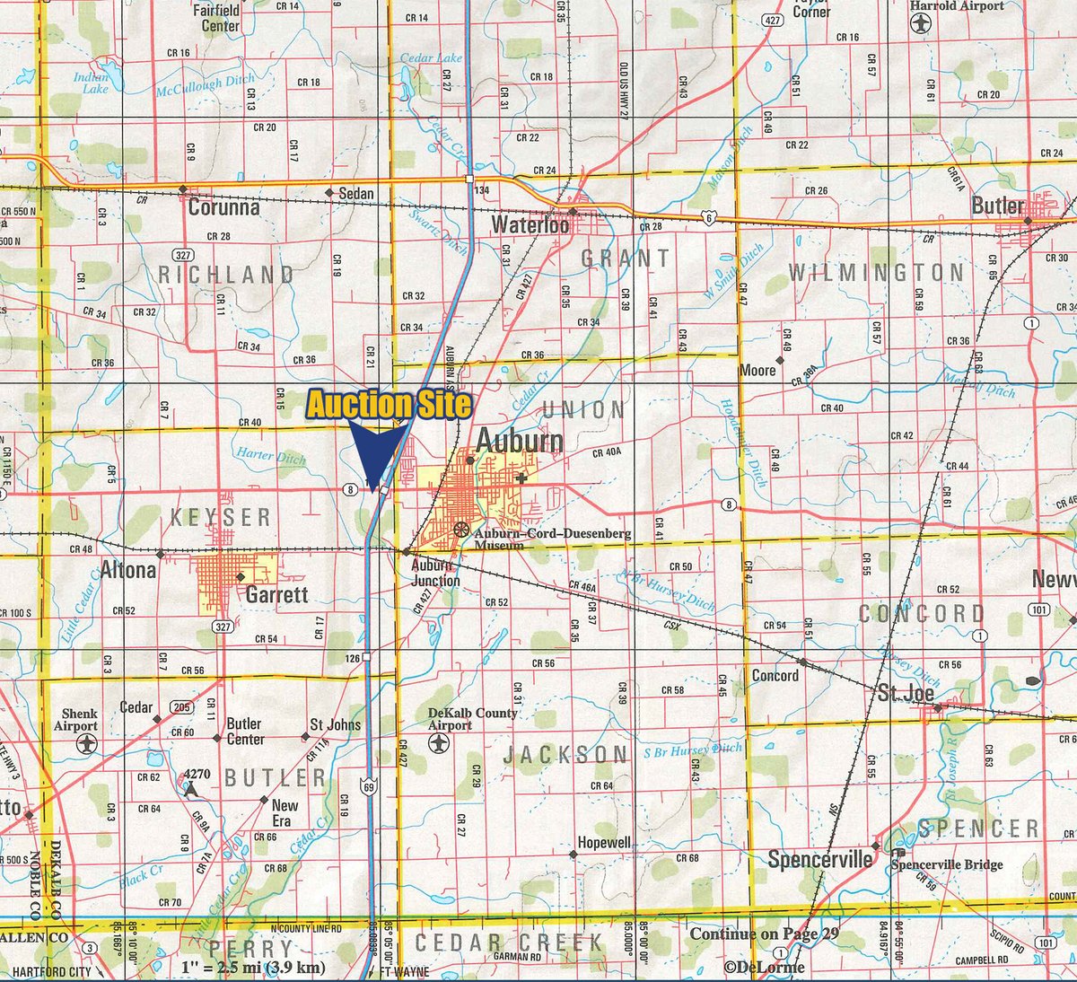 Area map - BUSINESS RELOCATION SURPLUS AUCTION IN DEKALB COUNTY, INDIANA