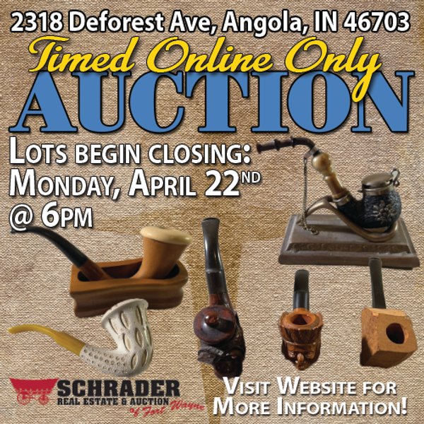 Donald Scott Pipe Collection - TIMED ONLINE IN STEUBEN COUNTY, INDIANA