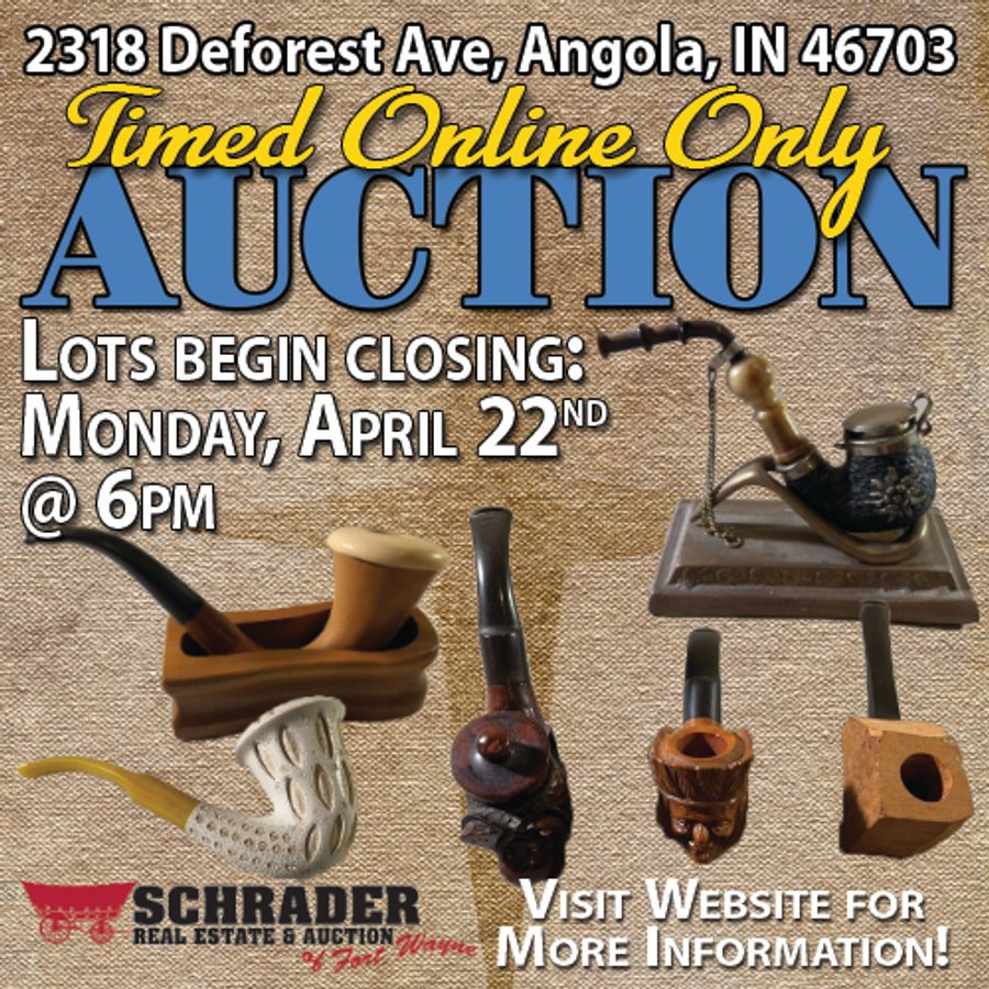Donald Scott Pipe Collection - TIMED ONLINE IN STEUBEN COUNTY, INDIANA