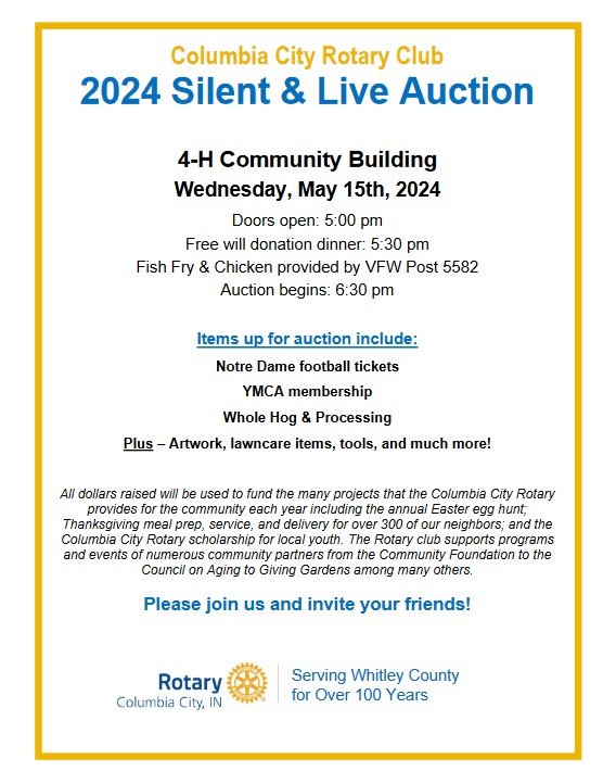 Property photo 3 - COLUMBIA CITY ROTARY CLUB 2024 SILENT & LIVE AUCTION IN WHITLEY COUNTY, INDIANA