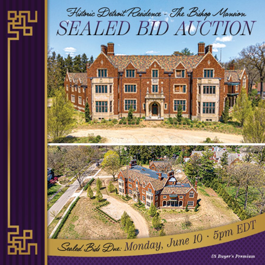 31,192 SQ. FT. HISTORIC DETROIT RESIDENCE - THE BISHOP MANSION - SEALED BID AUCTION IN WAYNE COUNTY, MICHIGAN