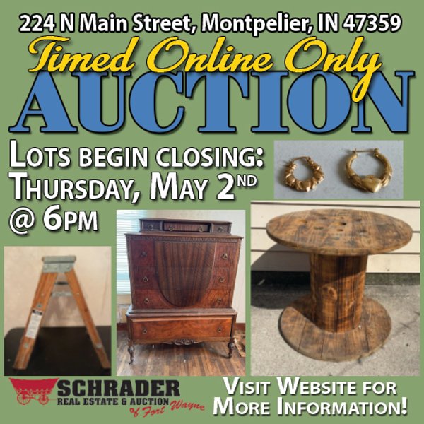 EVANS MOVING SALE - TIMED ONLINE ONLY PERSONAL PROPERTY IN BLACKFORD COUNTY, INDIANA
