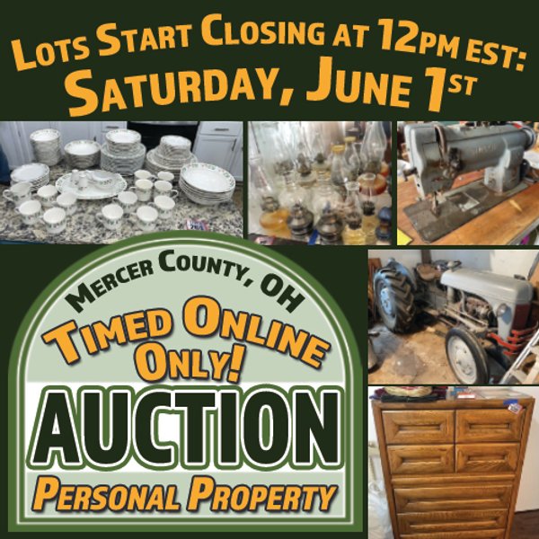 TIMED ONLINE ONLY PERSONAL PROPERTY AUCTION IN MERCER COUNTY, OHIO