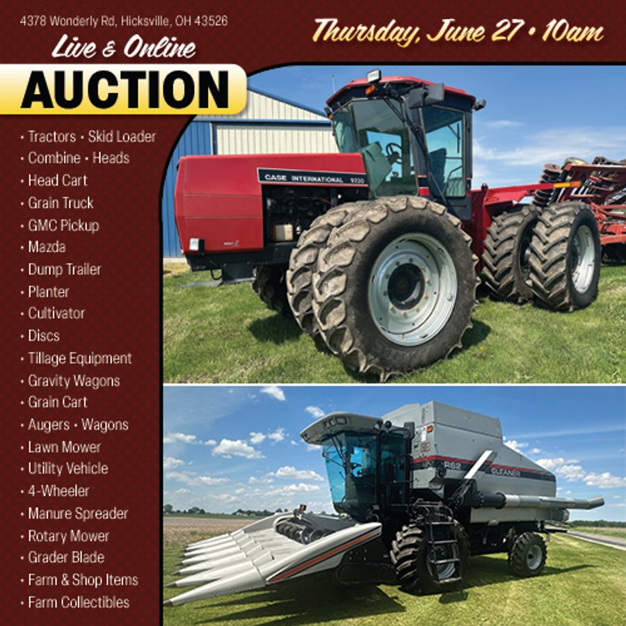 FARM EQUIPMENT AUCTION IN DEFIANCE COUNTY, OHIO
