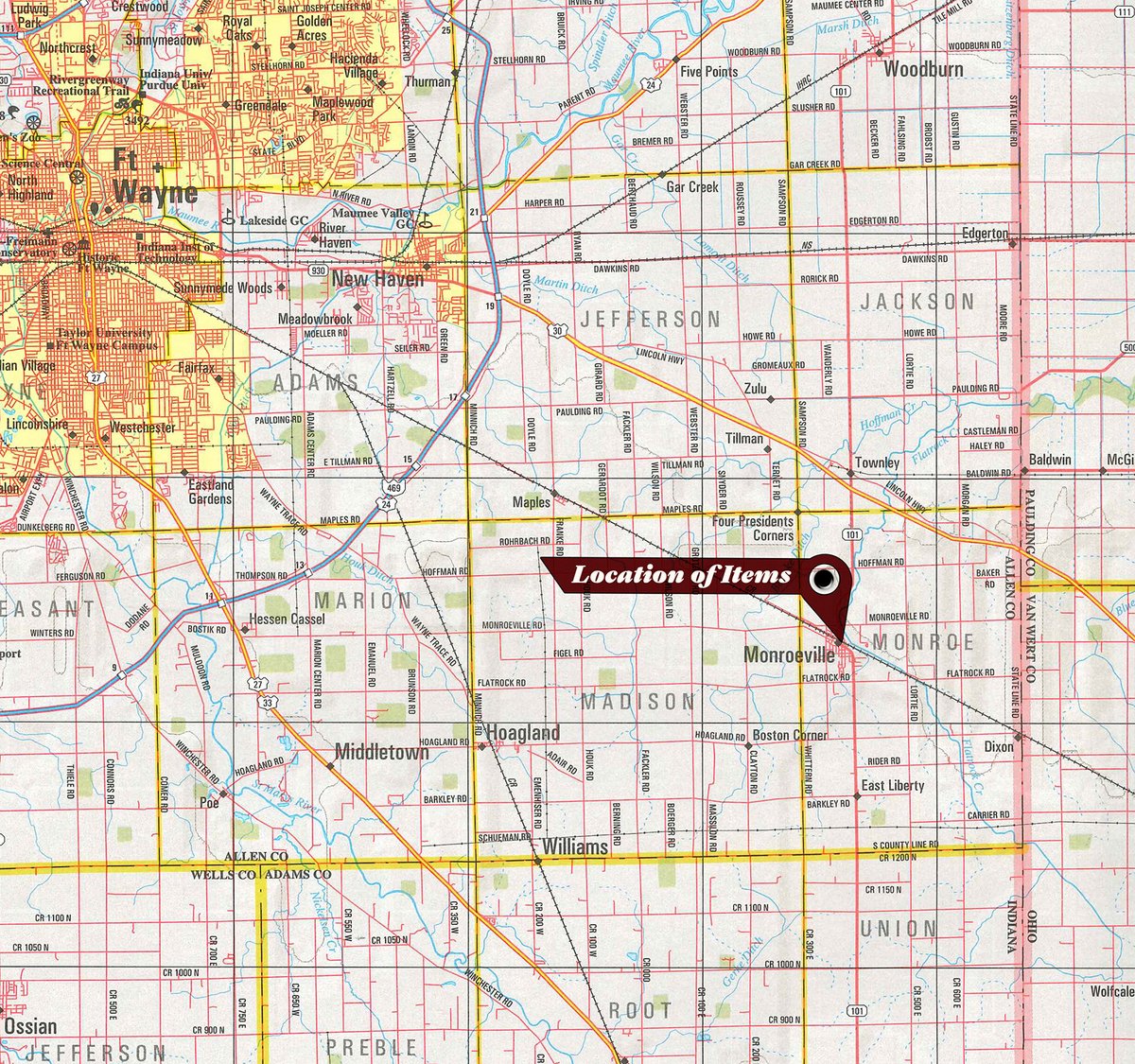 Area map - TIMED ONLINE VINTAGE TOY AUCTION #1 IN ALLEN COUNTY, INDIANA